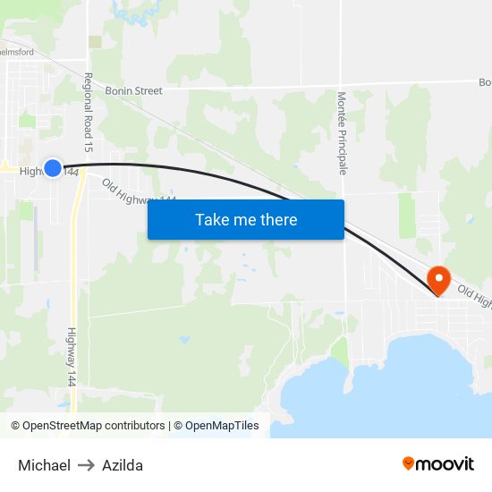 Michael to Azilda map