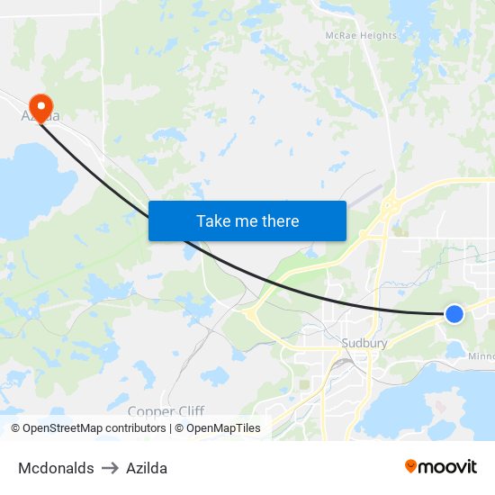 Mcdonalds to Azilda map