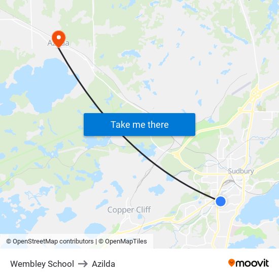 Wembley School to Azilda map