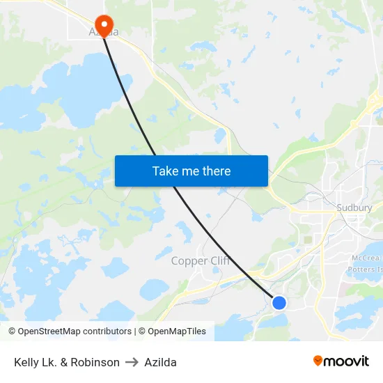 Kelly Lk. & Robinson to Azilda map
