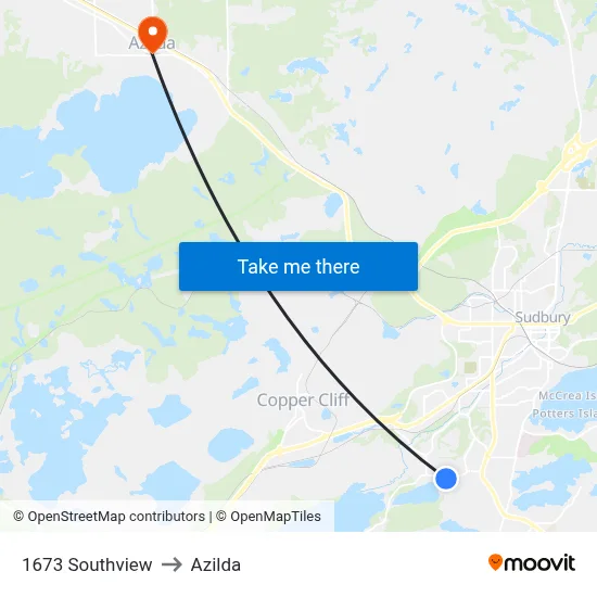 1673 Southview to Azilda map