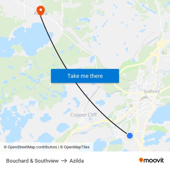 Bouchard & Southview to Azilda map