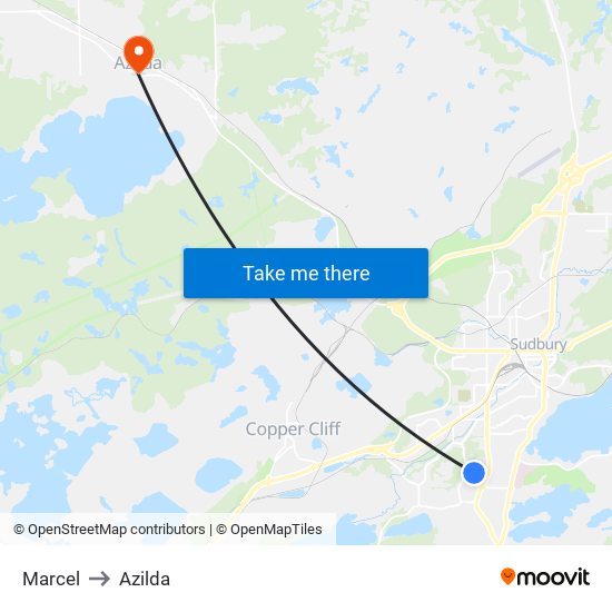 Marcel to Azilda map