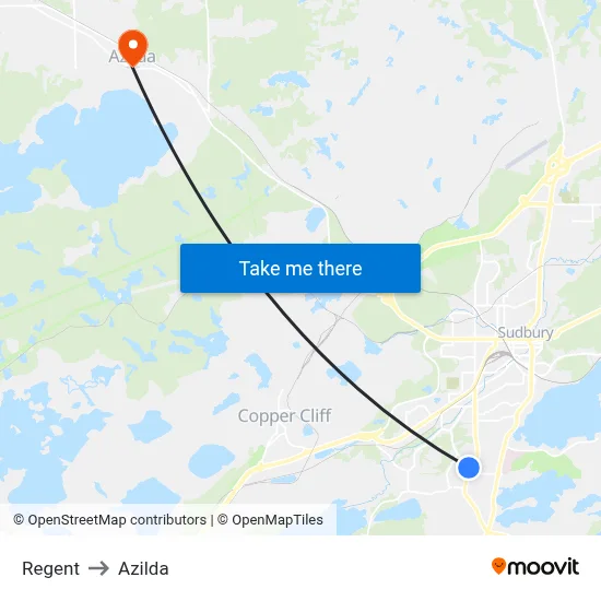 Regent to Azilda map