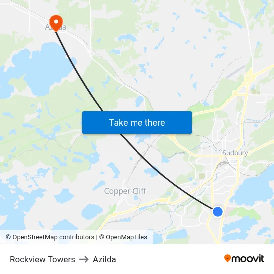 Rockview Towers to Azilda map