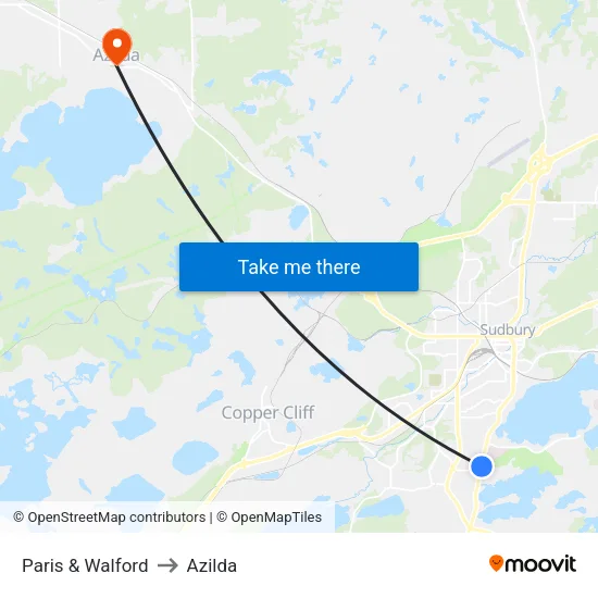 Paris & Walford to Azilda map