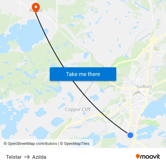 Telstar to Azilda map