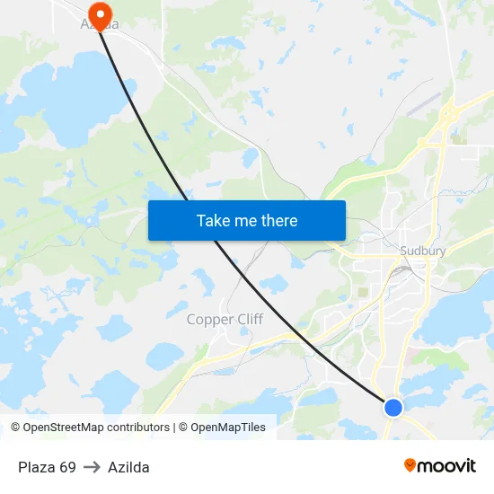Plaza 69 to Azilda map