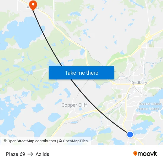 Plaza 69 to Azilda map