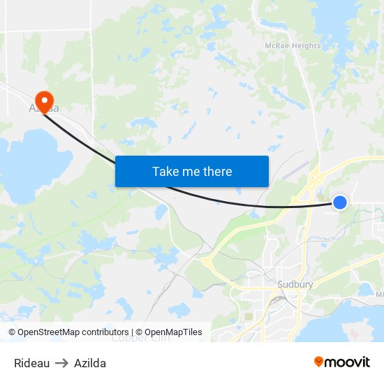 Rideau to Azilda map