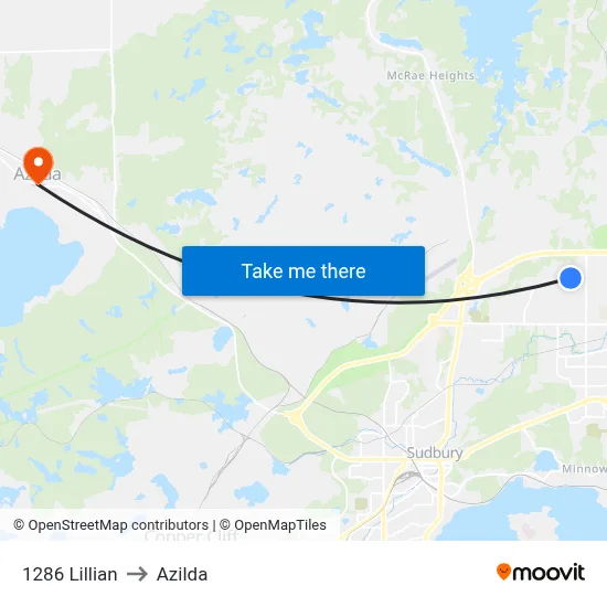 1286 Lillian to Azilda map