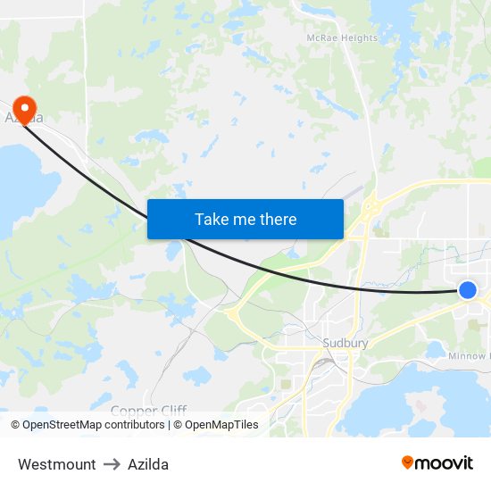 Westmount to Azilda map