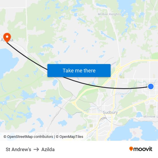 St Andrew's to Azilda map