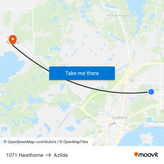 1071 Hawthorne to Azilda map