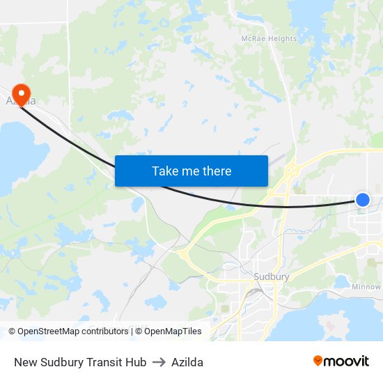 New Sudbury Transit Hub to Azilda map