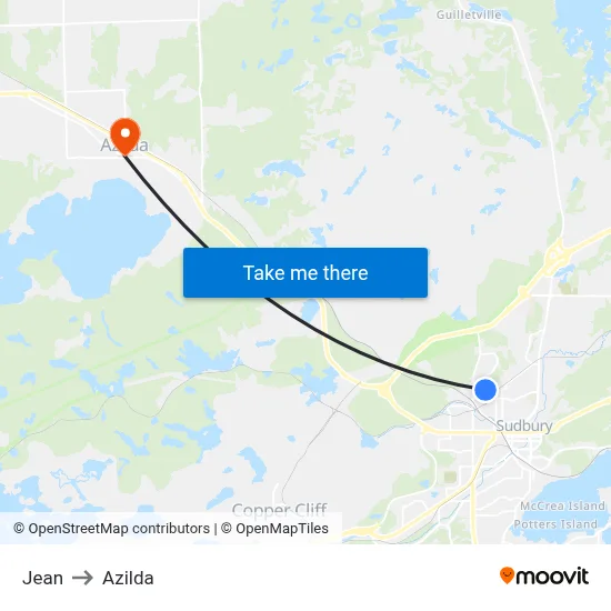 Jean to Azilda map