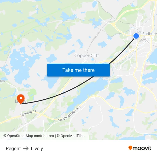 Regent to Lively map