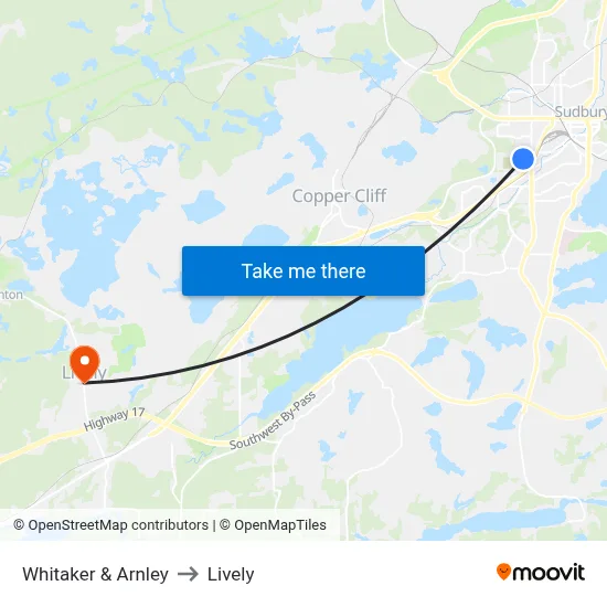 Whitaker & Arnley to Lively map