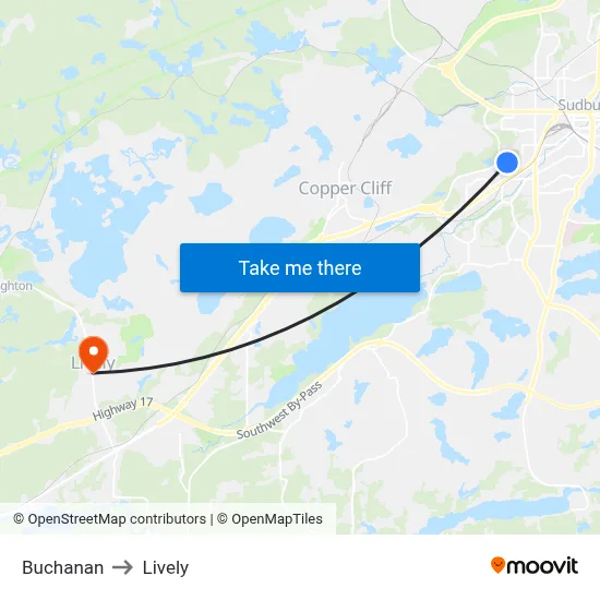 Buchanan to Lively map