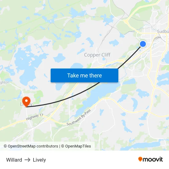 Willard to Lively map