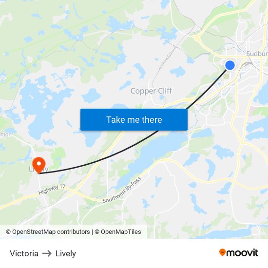 Victoria to Lively map