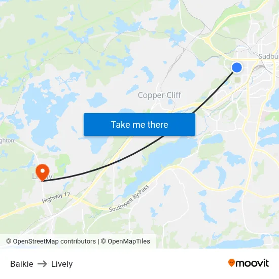 Baikie to Lively map