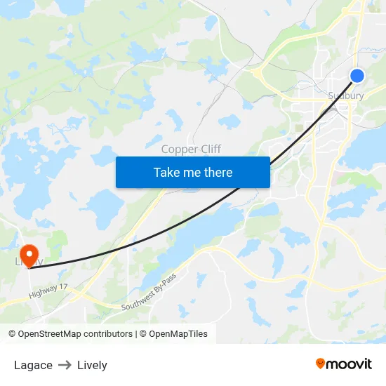 Lagace to Lively map