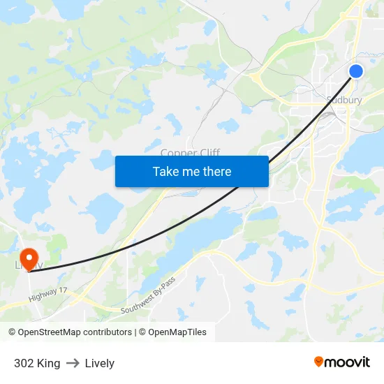 302 King to Lively map