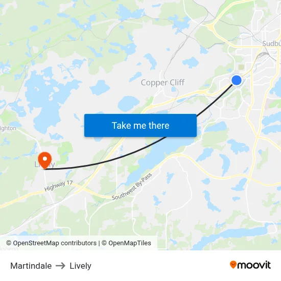 Martindale to Lively map