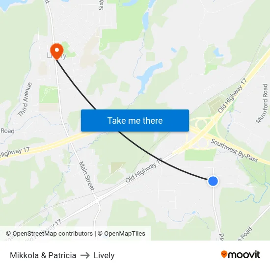 Mikkola & Patricia to Lively map