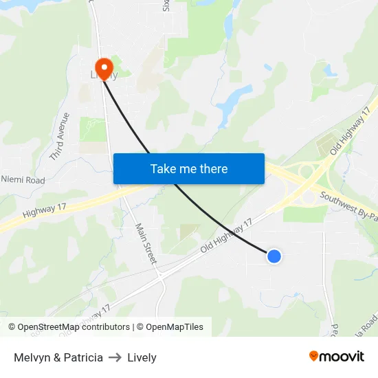 Melvyn & Patricia to Lively map