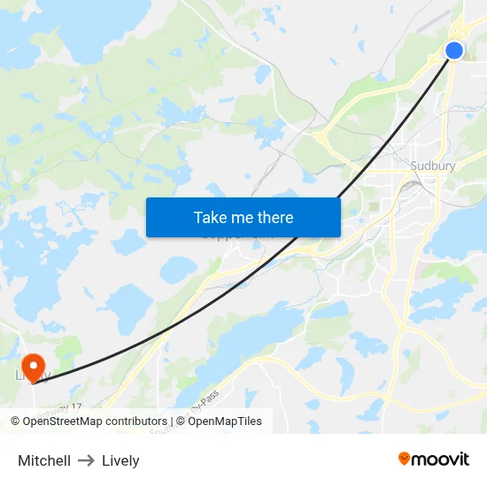 Mitchell to Lively map