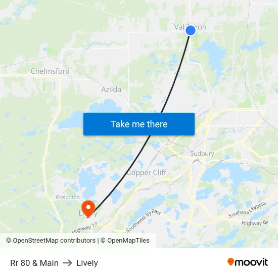 Rr 80 & Main to Lively map