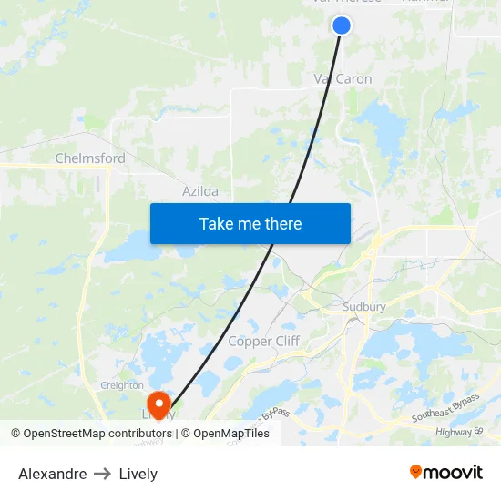 Alexandre to Lively map