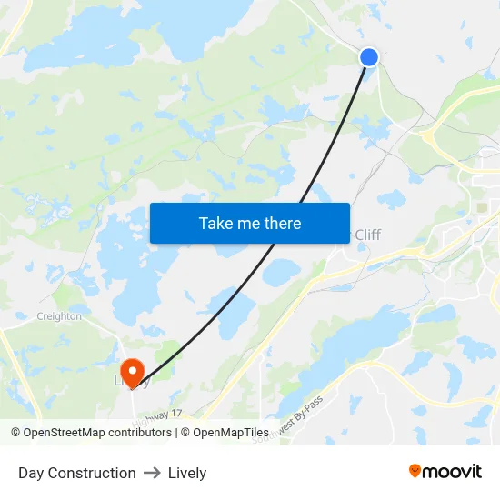 Day Construction to Lively map