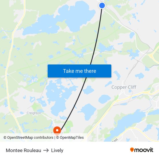 Montee Rouleau to Lively map