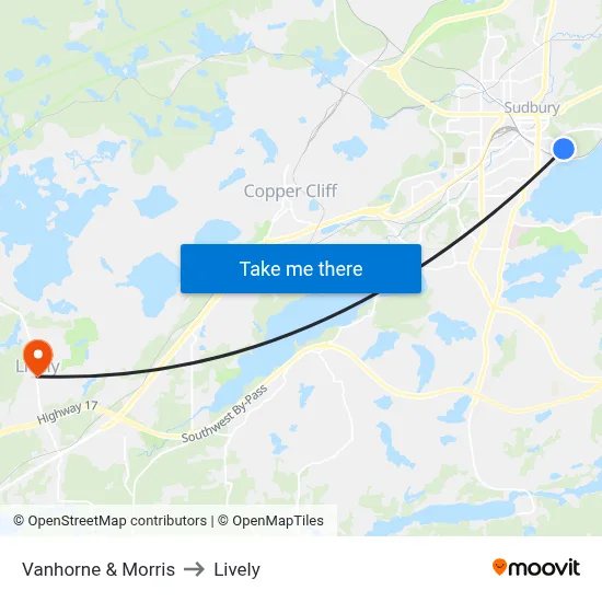 Vanhorne & Morris to Lively map