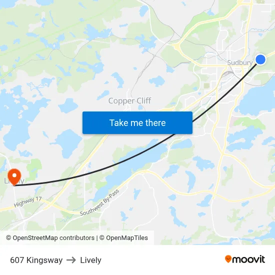 607 Kingsway to Lively map