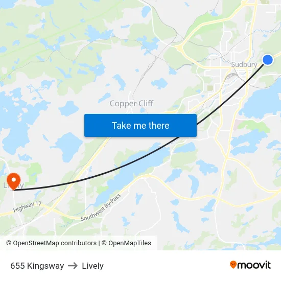 655 Kingsway to Lively map