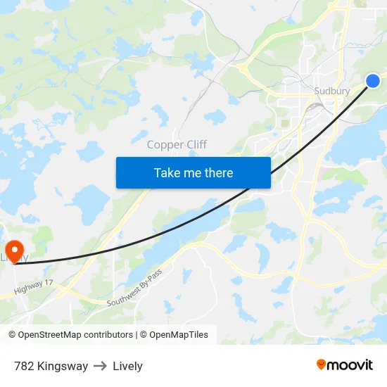 782 Kingsway to Lively map