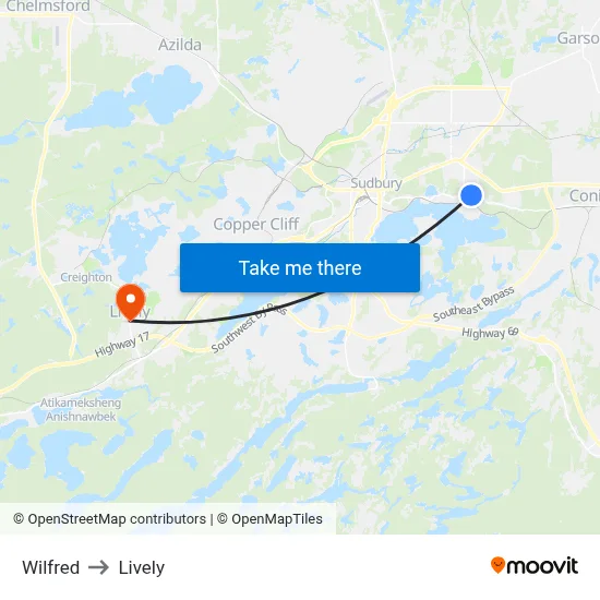 Wilfred to Lively map