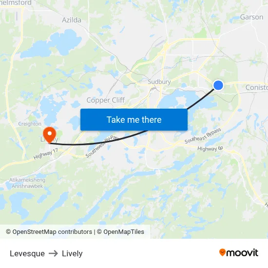 Levesque to Lively map