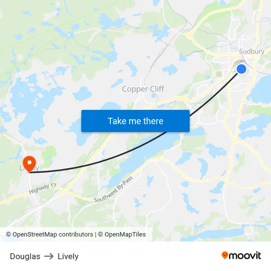 Douglas to Lively map