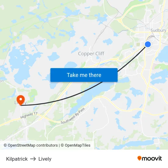 Kilpatrick to Lively map