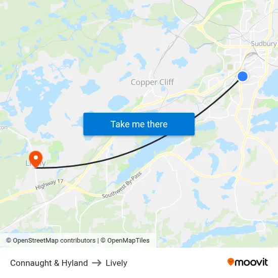 Connaught & Hyland to Lively map