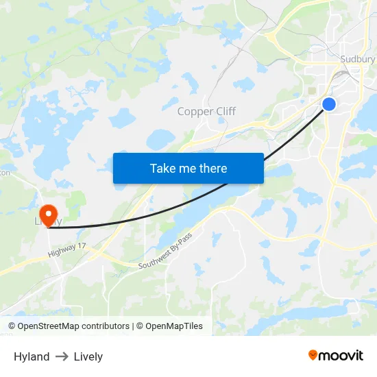 Hyland to Lively map