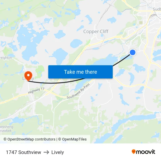 1747 Southview to Lively map