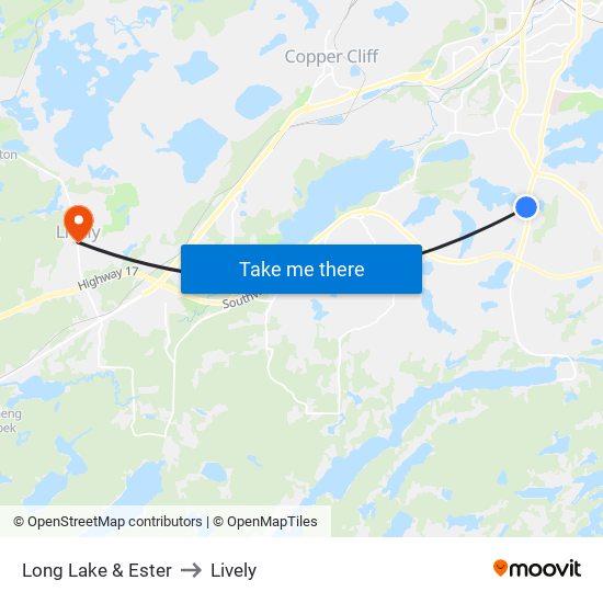 Long Lake & Ester to Lively map