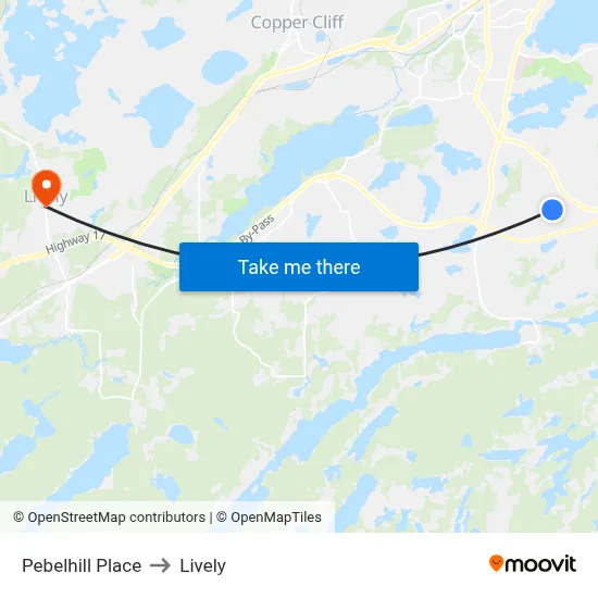 Pebelhill Place to Lively map