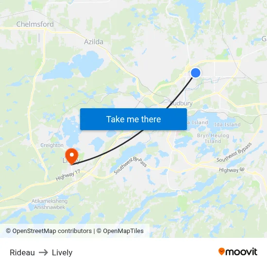 Rideau to Lively map